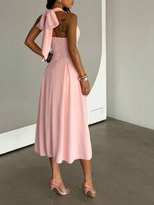 WOWDARK 夏季连衣裙，粉色时尚女士深V腰带A字吊带优雅连衣裙，适合狂欢节、约会、聚会、派对、旅行、度假、海滩等场合。 - 粉色 - 查看 7