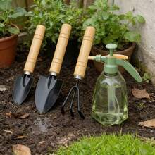 Complete Gardening Kit: 3 Ergonomic Heavy-Duty Metal Tools + 1 Transparent Watering Can, Suitable For Home Gardens, Lawn Care And Succulent Plant Maintenance - Four-piece Set - View 3