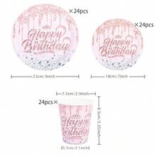 Rose Gold & Pink Birthday Crown Disposable Tableware Set, Including 7/9 Inch Paper Plates, Paper Cups, Paper Napkins, Suitable For Birthday Party, Holiday Party, Picnic, Celebration, Wedding Tea Party, Graduation Ceremony Disposable Party Supplies - Rose Gold Powder - View 16
