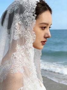 1pc Women's Lace Rectangular Headscarf/Hood, Suitable For Weddings, Banquets, Parties Or Photography. Hand Wash Or Dry Clean, Elegant And Graceful.,Summer,Beach - Multicolor - View 6