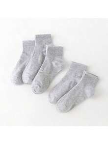 5双灰色袜子，纯色中筒袜，韩版夏季秋冬款袜子，适合运动休闲穿着 - 灰色 - 查看 6