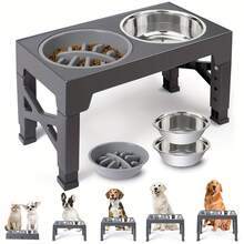 Adjustable Height Pet Bowls, Stainless Steel Raised Dog/Cat Feeder With 2 Bowls + 1 Slow Feeder Bowl, Ergonomic Design To Prevent Neck Strain And Choking - 500ml - View 14