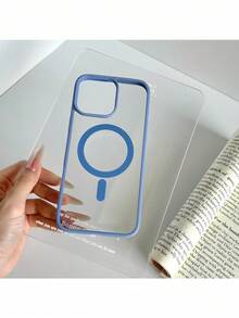 Ốp lưng bảo vệ từ tính bằng silicon mềm cao cấp trong suốt, viền màu xanh nhạt, tương thích, chống sốc, siêu mỏng, phù hợp với 17 Pro Max, 16 Pro Max, 15 Pro Max, 14, 13 Pro Max, 12, 11, 7/8 Plus và S26 Ultra, S25 Ultra, S24 Ultra, S26, S25 FE, S24 FE, S23 FE, S24 Plus. - Đỉnh xa màu xanh - Xem 2