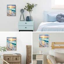 一套5D成人钻石画套装,描绘日出海滩景色,配备全套圆形钻石,可创作5D艺术作品。此钻石画套装包含月光石工艺品,适合作为礼物或家居墙面装饰,尺寸:30x40厘米/11.81x15.75英寸,无框设计。 - 無框 - 查看 4
