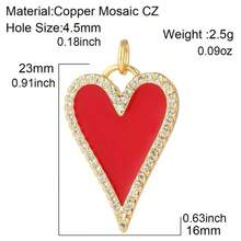 1个铜质时尚优雅迷你心形吊坠，DIY手链项链耳环首饰配件 - 彩色 - 查看 3