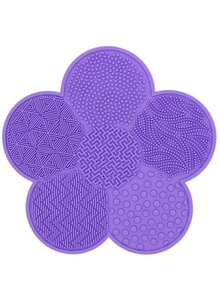 Silicone Makeup Brush Cleaning Mat, Flower Shaped, Makeup Brush Cleaner With Suction Cup, Portable Brush Washing Tool, Valentine's Day Birthday Party Gift - Solid Color - View 13