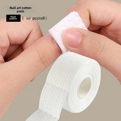 800pcs/Roll Lint-Free Nail Wipes, Nail Polish Remover Pads, White Cotton Wet Wipes Suitable For Gel Nails, Dust And Oil Removal Nail Paper Towels, Manicure Salon Supplies