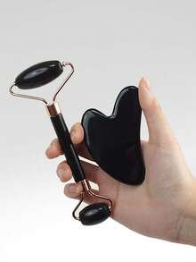 Gua Sha & Jade Roller Facial Tool Set, Helps Reduce Puffiness And Redness, Skincare Daily Care, Unisex Self-Care Gift - Pink - View 9