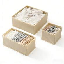 Nuova scatola e organizer in tessuto non tessuto - inodore, pieghevole, salvaspazio, anti-polvere e anti-umidità, adatto per casa e dormitorio, conservazione di indumenti nell'armadio/organizzazione della camera da letto/casa in affitto, organizer per lo stoccaggio, essenziale per i viaggi - Beige - Visualizzare 13