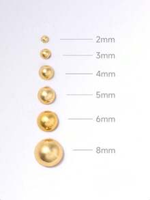 100pcs/Bag Gold Color Nail Art Faux Pearl Decorations, Popular Flat Mixed Size Nail Accessories Nails - Multicolor - View 3