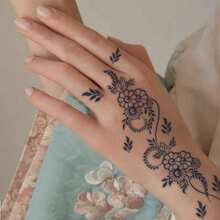 1pc Popular Herbal Juice Semi-Permanent Henna Floral Tattoo Sticker For The Back Of The Hand For Festivals - Multicolor - View 4