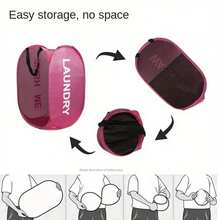 1pc Foldable Dirty Clothes Laundry Basket, Collapsible Dirty Clothes Storage Basket, Bathroom Dirty Clothes Hamper, New Style Laundry Basket With Handle - Multicolor white net - View 8