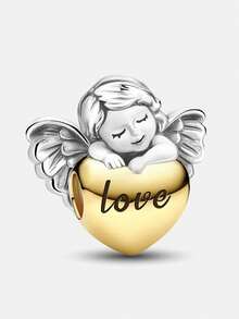 1pc Fashion Heart Angel Cross Rose Beaded Pendant, Suitable For Women Bracelet DIY Jewelry - Silver - View 15