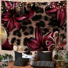 1PC Leopard Print Red  Wall Tapestry, Wild Animal Spots Pattern With Deep Burgundy Red And Dark Bohemian Aesthetic, Premium Soft Skin-Friendly Polyester Fabric, Fade-Resistant And Lightweight, Modern  Dark Luxury Style, Unisex Neutral Wall Hanging, Perfect For Living Room, Bedroom, Dorm, Cafe, Studio, Home Decoration,Mother's Day,Pride Month,Teacher Appreciation Week,Mother's Day,Father's Day - 1PC - Xem 2