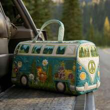 Large Canvas Camping Overnight Travel Bag, Hippie Journey Quilted Duffel Bag, Stylish Women's Large Capacity Weekend Bag, Overnight Luggage Bag Gym Tote - 彩色 - 查看 2