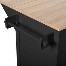 Islas de almacenamiento móviles - Negro+Natural+MDF - Ver 9