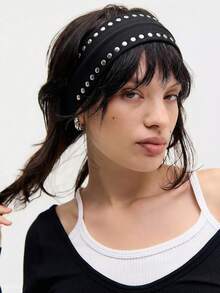 1pc Fashion Punk Headband, Gothic Style Hair Accessory For Women, Soft Non-Slip Elastic Hollow Out Design, Suitable For Beach, Holiday, Yoga, Daily Wear Fashion Hair Bands Summer Outfits,Festival,Party - Multicolor - View 2