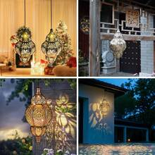 1/2/4 PCS Hanging Solar Lantern Outdoor Decor, Vintage Hanging Solar Lights Outdoor Garden Lantern, Waterproof Moroccan Lights, Metal LED Lanterns Garden For Garden, Yard, Patio, Lawn, Porch, Housewarming - 玫瑰金 - 查看 10