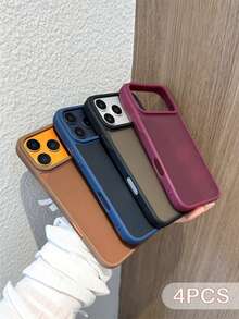 4pcs Skin-Friendly Matte Transparent Phone Cases In Black, Burgundy, Brown And Blue, Compatible With IPhone 17, 17 Pro, 17 Air, 17 Pro Max, 11, 11 Pro, 11 Pro Max, 12, 12 Pro, 12 Pro Max, 13, 13 Pro, 13 Pro Max, 14, 14 Pro, 14 Plus, 14 Pro Max, 15, 15 Pro, 15 Plus, 16, 16 Pro, 16 Pro Max, 16 Plus - Multicolor - View 2