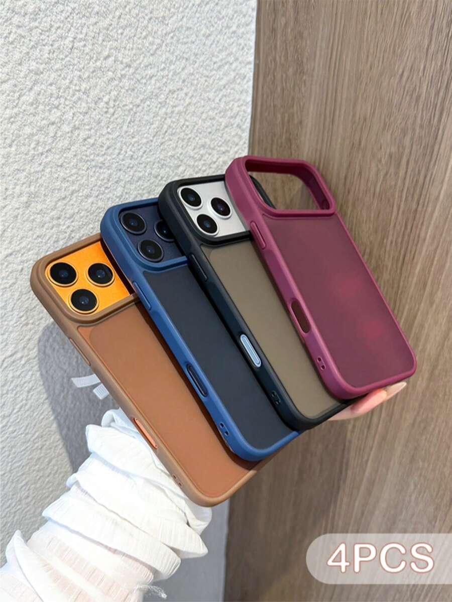 4pcs Skin-Friendly Matte Transparent Phone Cases In Black, Burgundy, Brown And Blue, Compatible With IPhone 17, 17 Pro, 17 Air, 17 Pro Max, 11, 11 Pro, 11 Pro Max, 12, 12 Pro, 12 Pro Max, 13, 13 Pro, 13 Pro Max, 14, 14 Pro, 14 Plus, 14 Pro Max, 15, 15 Pro, 15 Plus, 16, 16 Pro, 16 Pro Max, 16 Plus