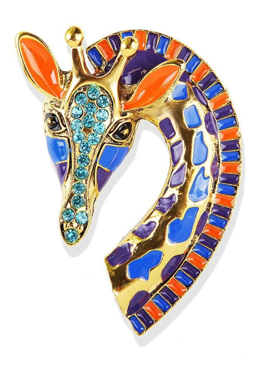 Broche de jirafa esmaltado lindo, accesorio de insignia de solapa minimalista de animal como regalo para mujeres