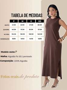 Women's Basic Casual Elegant Long Dress With Side Slit And Pockets, Cotton - 鏽棕色 - 查看 4