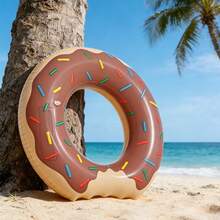 1pc Flotador de rosquilla inflable con diseño de chocolate y sprinkles, flotador de natación para adultos y niños flotador de piscina, juguete acuático, rosquilla inflable, verano, playa, piscina, accesorio de fiesta en la piscina, flotador para fotos, flotador de natación - Marrón - Ver 4