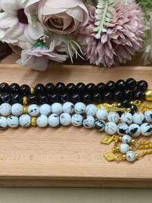 Esencial de Eid Mubarak | Juego de caja de regalo de lujo: 33 cuentas de oración de Ramadán + contador electrónico con forma de anillo, conteo manual y con presión de dedos, contador de oración con estilo árabe de Oriente Medio, esencial para la oración diaria - Contador LR41 - Ver 7