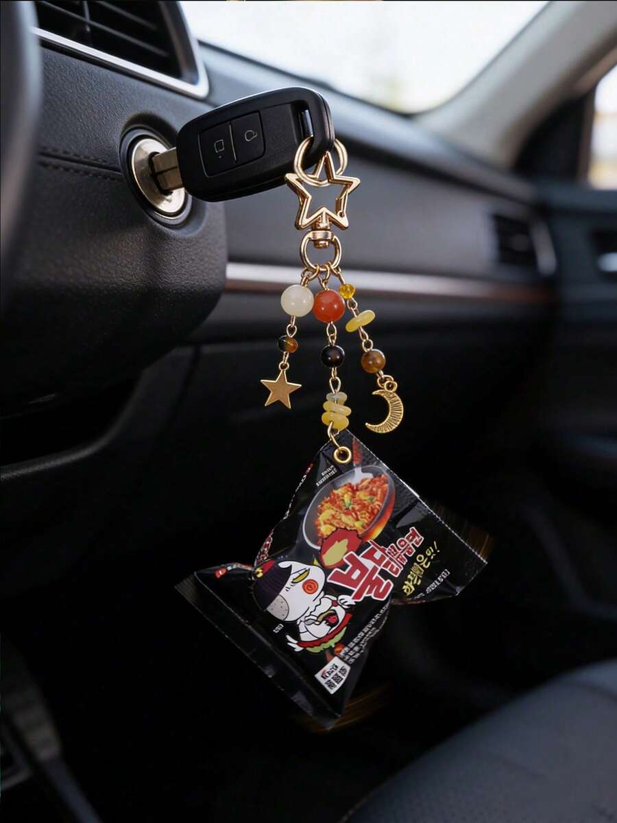1pc Instant Noodle Miniature Snack Bag Keychain, Korean Snack Keychain, Bag Pendant, Car Keychain Accessory, Suitable Gift For Friends And Teachers - Multicolor - View 1