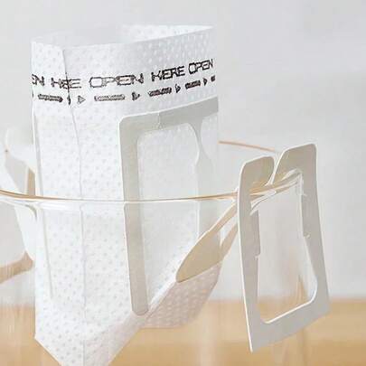 200个一次性咖啡滤纸袋，带提手，方便携带，防滴漏，高品质设计，非常适合家庭、办公室、商业用途，可搭配意式咖啡机和茶具使用，是必备的咖啡配件和用品。