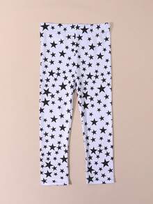 Bộ 4 quần legging in hình thỏ và sao cho bé gái, quần ống lửng trang trí hình trái tim, trang phục thoải mái thường ngày, thích hợp cho mùa xuân/hè. - Nhiều màu - Xem 2