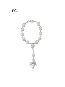 Mặt dây chuyền ngọc trai hồng, hình trái tim cánh thiên thần, trang trí vô lăng có thể điều chỉnh với ngọc trai trắng, phụ kiện xe hơi. - A - Xem 11