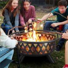 Butterslay 1PC Outdoor Iron Fire Pit With Mesh Screen Poker Rain Cover For Patio Backyard - Bronze - View 1