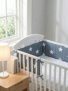 婴儿床围垫，一体式柔软防撞垫，婴儿床护栏，新生儿卡通刺绣软垫防撞护栏，儿童防摔围栏 - 彩色 - 查看 1