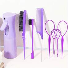 8件套专业美发工具套装，包括发胶、编发圈、尖尾梳、蓬松梳和发际线定型梳，适用于所有发质和发型。 - 彩色 - 查看 10