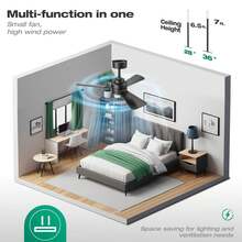 Ceiling Fans With Lights,28" Small Ceiling Fan Light, Easy-To-Install Ceiling Fans With Light And Remote,Low Profile Flush Mount Ceiling Fan , Dimmable, Small Ceiling Fan For Bedroom/Kitchen/Garage. - 黑色 - 查看 6