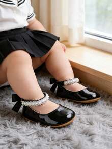 Infant Girls' Princess Shoes, Soft Bottom Anti-Slip Toddler Shoes Suitable For Wedding, Party, Christmas, Birthday - Black - View 8