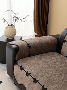 1 chiếc đệm sofa kiểu Châu Âu, hình dáng bất đối xứng, viền nơ trang trí, chất liệu vải nhung mềm mại, sang trọng tối giản, bảo vệ sofa, chống trượt, chống bụi, chống trầy xước, trang trí sofa, phù hợp cho phòng ngủ, phòng khách, văn phòng, phòng học, có thể giặt máy, đệm sofa đa năng. - Cà phê nâu - Xem 7