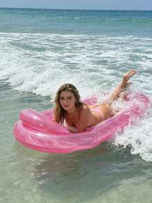1 pieza Flotador inflable para piscina, diseño de onda, unicolor transparente minimalista, adecuado para piscina, fiesta en la piscina, flotadores inflables acuáticos, dispositivo flotante inflable, fiesta en la playa, actividades en la playa, material de PVC duradero, portátil, requiere compra por separado de una bomba de aire - Sillón reclinable con diseño de ondas - Ver 8