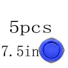 50pcs/25pcs/20pcs/10pcs 7.5inch/10.25inch Transparent Blue Rimmed Plates, Available In Glass Or Plastic Material, Western Dinner Plates, Party Plates, Pasta Plates, Reusable Blue Rimmed Plates, Transparent Blue Baroque Style Plates With Gold Foil Rim, Suitable For Party, Banquet, Wedding, New Year, Valentine's Day, Premium Plate Set - Blue - View 11