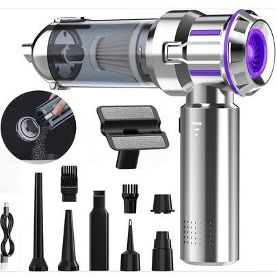 SUITU Wireless Handheld Vacuum Cleaner With Brushless Motor, 16000Pa Powerful Suction Car Vacuum, Portable Vacuum, Includes Cleaning Kit, Rechargeable Vacuum & Air Blower 4-In-1 Portable Mini Handheld Vacuum & Blower For Cars, Pets, Home, Computers, Etc. 11.1V 2000mAh Battery