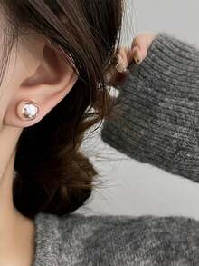 3对时尚简约优雅百搭仿珍珠耳钉套装，适合少女日常及节日佩戴 - 三件套仿珍珠 - 查看 3