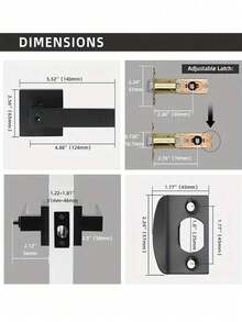 1 Set Door Handle With Lock And Key, Suitable For Office And Front Door, Matte Multi-Color Door Handle With Matching Lock Set - Multicolor - View 5