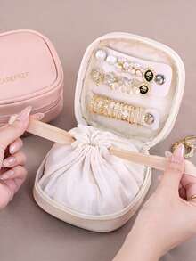 Custom Name Travel Jewelry Box, Personalized PU Leather Mini Jewelry Organizer, Portable Earring/Ring Storage Case, 1PC - Multicolor - View 7