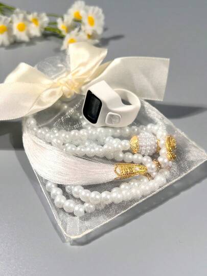 Classic Silicone Tally Counter + 99pcs Pearl Tassel Rosary Beads, Multiple Color Options, Compact & Portable, Middle Eastern Arabic Electronic Counter Suitable For Prayer Counting, Exercise Counting, Business Counting, Home Use, Festival Gifts, Etc.