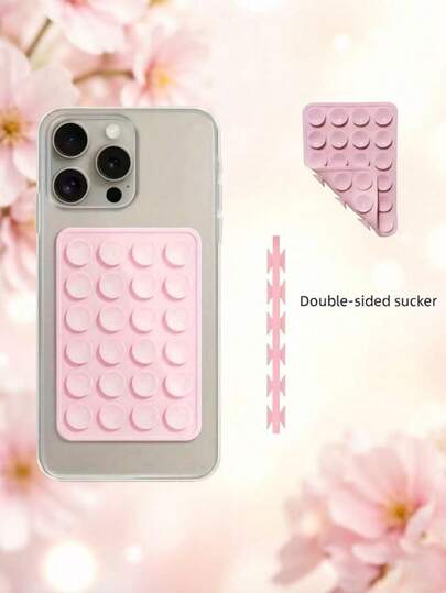 1 PC Powerful Silicone Double-Sided Suction Cup, Multi-Functional Mobile Phone Holder, Capable Of Adhering To Multiple Surfaces, Hands-Free, Washable, Anti-Drop, Suitable For Selfies, Videos, Makeup, Cooking, Games, Etc. It Is An Excellent Gift For Family Members, Classmates, Colleagues, Birthday Gifts, Interesting Gifts, And A Must-Have For Travel.