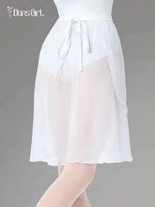 DonsGirl 1件女士中长雪纺裹身裙，纯色，适合芭蕾舞表演，白色春季款 - 白色 - 查看 5