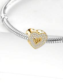 2pcs/Set Fashionable Heart & Eiffel Tower Bead Pendant, Suitable For Women Bracelet, Bangle DIY Jewelry Making And Daily Outfit Matching - Gold - View 5