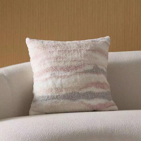 1pc Dreamy Starry Sky Rabbit Fur Patchwork Plush Pillow Cover, Thickened Solid Color Geometric Texture Throw Pillow Cushion Cover With Zipper, Machine Washable, Suitable For Indoor/Outdoor Decor, Living Room, Bedroom, Party (Pillow Insert Not Included)