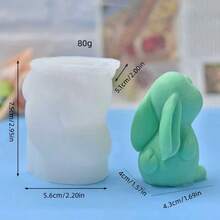 1个眯眼兔子硅胶蜡烛模具，DIY眯眼兔子香氛石膏扩香石家居装饰硅胶模具 - 白色 - 查看 2